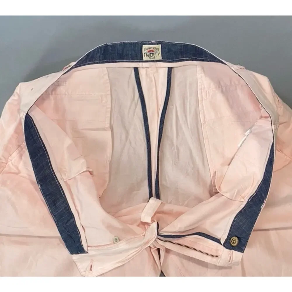 Faherty MBU2263 Men's Tradewinds Linen Blend Chino Shorts. Pink, Size 42. NWOT!